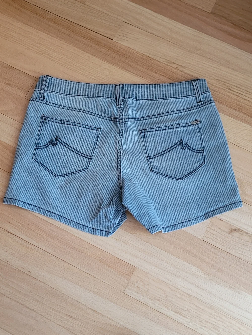 Max Jeans Light Blue Pinstriped Denim Short Shorts